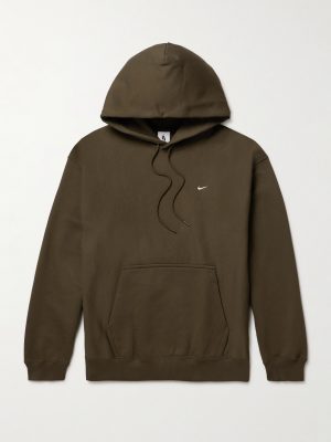 Solo Swoosh Logo-Embroidered Cotton-Blend Jersey Hoodie Solo Swoosh Logo-Embroidered Cotton-Blend Jersey Hoodie