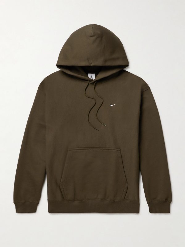 Solo Swoosh Logo-Embroidered Cotton-Blend Jersey Hoodie Solo Swoosh Logo-Embroidered Cotton-Blend Jersey Hoodie