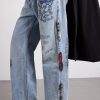Nessa Wide-Leg Printed Embellished Jeans - CU Nessa Wide-Leg Printed Embellished Jeans - CU