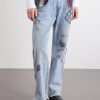 Nessa Wide-Leg Printed Embellished Jeans - FR Nessa Wide-Leg Printed Embellished Jeans - FR