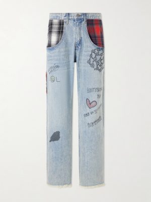 Nessa Wide-Leg Printed Embellished Jeans Nessa Wide-Leg Printed Embellished Jeans