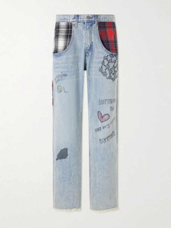 Nessa Wide-Leg Printed Embellished Jeans Nessa Wide-Leg Printed Embellished Jeans
