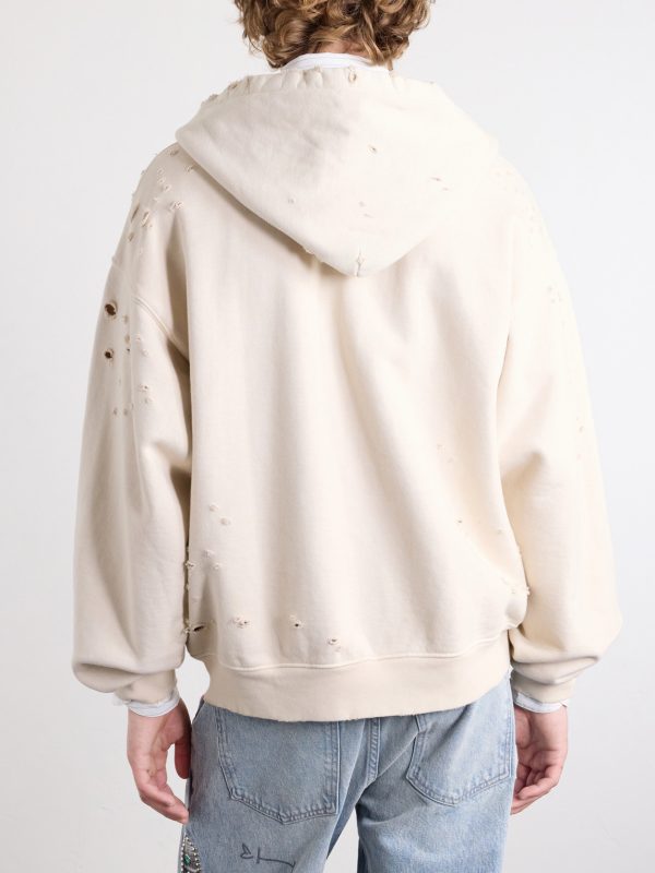 Motoslug Logo-Print Distressed Cotton-Jersey Hoodie - BK Motoslug Logo-Print Distressed Cotton-Jersey Hoodie - BK
