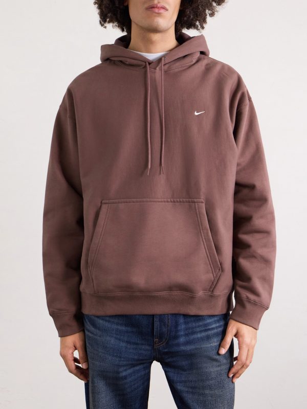 Solo Swoosh Logo-Embroidered Cotton-Blend Jersey Hoodie - FR Solo Swoosh Logo-Embroidered Cotton-Blend Jersey Hoodie - FR