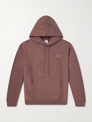 Solo Swoosh Logo-Embroidered Cotton-Blend Jersey Hoodie Solo Swoosh Logo-Embroidered Cotton-Blend Jersey Hoodie