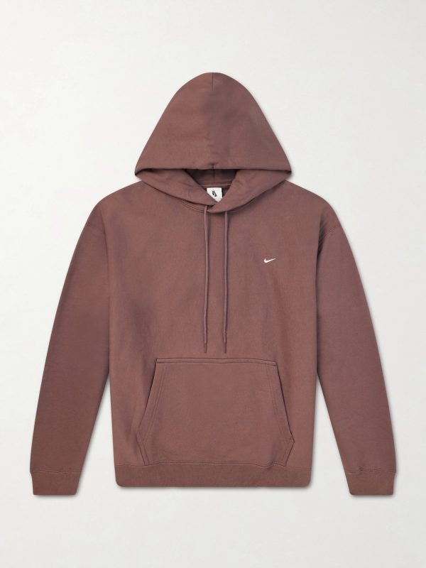 Solo Swoosh Logo-Embroidered Cotton-Blend Jersey Hoodie Solo Swoosh Logo-Embroidered Cotton-Blend Jersey Hoodie