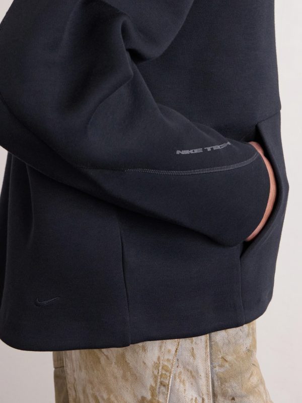 Tech Cropped Logo-Embroidered Fleece Zip-Up Hoodie - CU Tech Cropped Logo-Embroidered Fleece Zip-Up Hoodie - CU