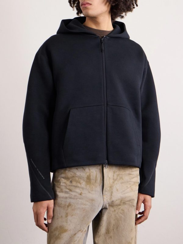 Tech Cropped Logo-Embroidered Fleece Zip-Up Hoodie - FR Tech Cropped Logo-Embroidered Fleece Zip-Up Hoodie - FR