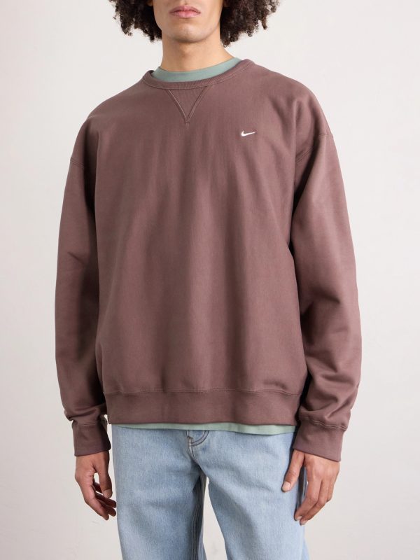 Solo Swoosh Oversized Logo-Embroidered Cotton-Blend Jersey Sweatshirt - FR Solo Swoosh Oversized Logo-Embroidered Cotton-Blend Jersey Sweatshirt - FR