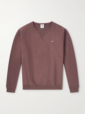 Solo Swoosh Oversized Logo-Embroidered Cotton-Blend Jersey Sweatshirt Solo Swoosh Oversized Logo-Embroidered Cotton-Blend Jersey Sweatshirt