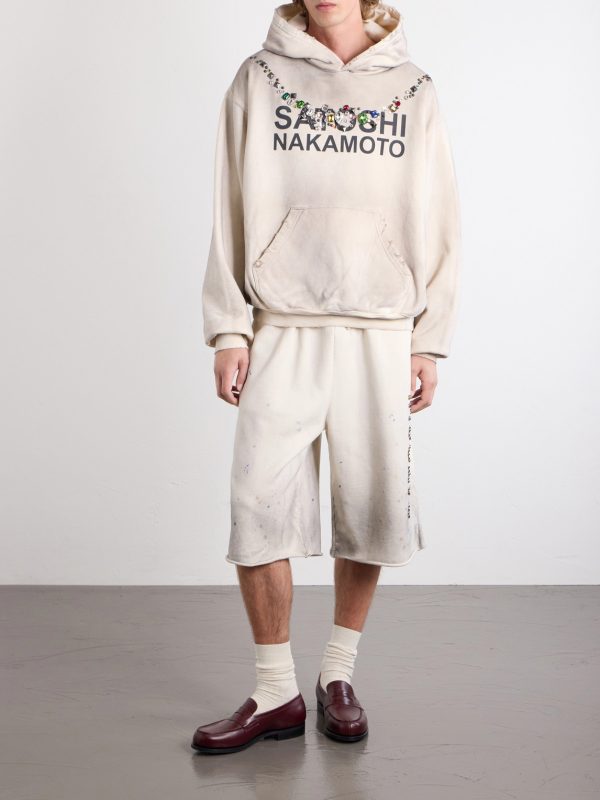 Necklace Logo-Print Embellished Distressed Cotton-Jersey Hoodie - OU