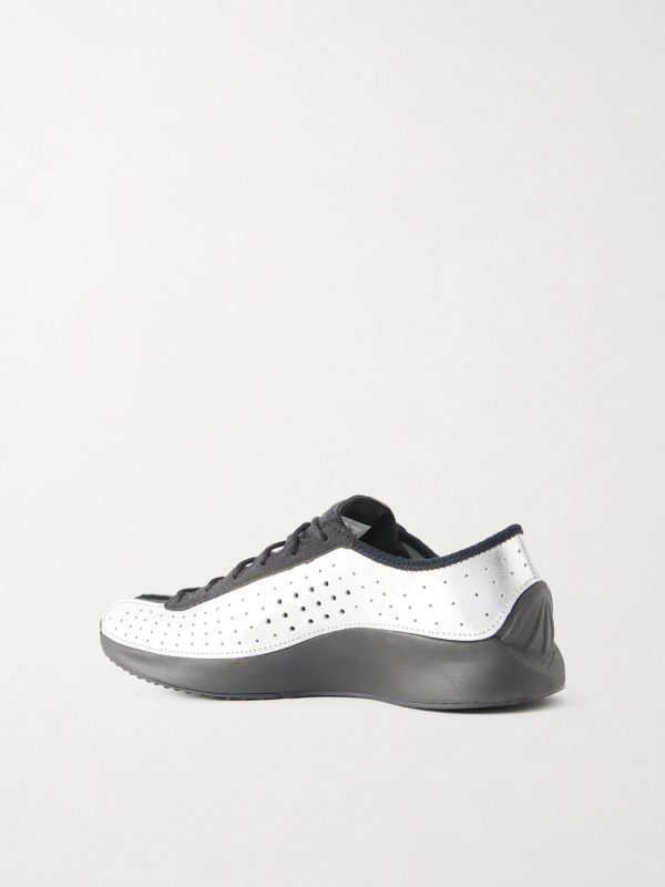 Air Superfly Suede-Trimmed Perforated Metallic Leather Sneakers - BK