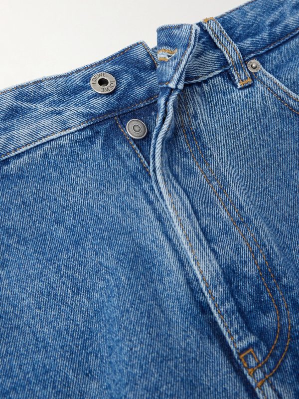 Anagram Wide-Leg Logo-Embroidered Jeans - E1 Anagram Wide-Leg Logo-Embroidered Jeans - E1