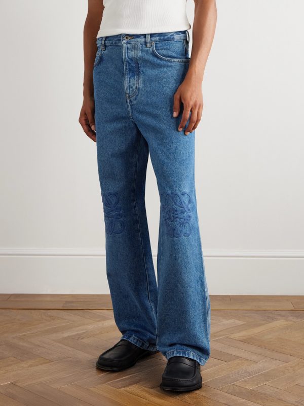 Anagram Wide-Leg Logo-Embroidered Jeans - FR Anagram Wide-Leg Logo-Embroidered Jeans - FR
