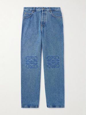 Anagram Wide-Leg Logo-Embroidered Jeans