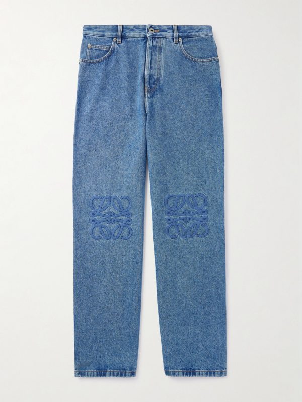 Anagram Wide-Leg Logo-Embroidered Jeans Anagram Wide-Leg Logo-Embroidered Jeans
