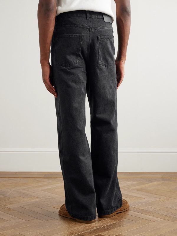 Wide-Leg Logo-Embroidered Jeans - BK Wide-Leg Logo-Embroidered Jeans - BK