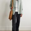 Wide-Leg Logo-Embroidered Jeans - OU Wide-Leg Logo-Embroidered Jeans - OU