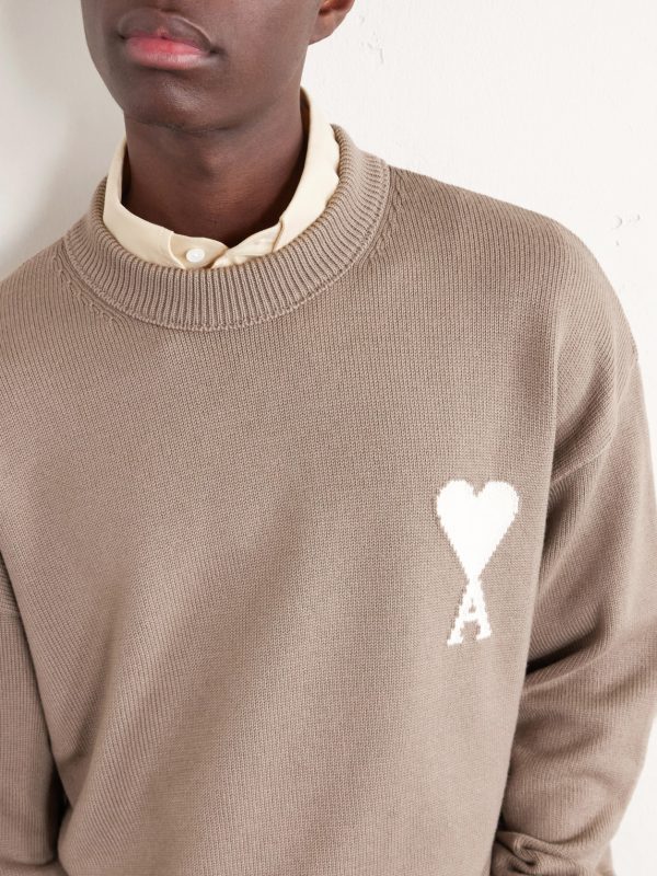 Logo-Intarsia Wool and Cotton-Blend Sweater - CU Logo-Intarsia Wool and Cotton-Blend Sweater - CU