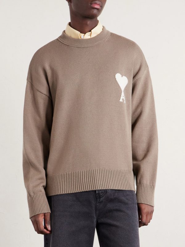 Logo-Intarsia Wool and Cotton-Blend Sweater - FR Logo-Intarsia Wool and Cotton-Blend Sweater - FR