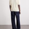 Striped Knitted Half-Zip Polo Shirt - BK Striped Knitted Half-Zip Polo Shirt - BK