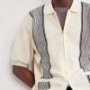 Striped Knitted Half-Zip Polo Shirt - CU Striped Knitted Half-Zip Polo Shirt - CU