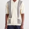 Striped Knitted Half-Zip Polo Shirt - FR Striped Knitted Half-Zip Polo Shirt - FR