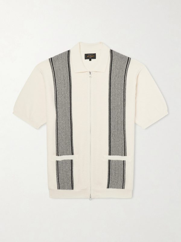 Striped Knitted Half-Zip Polo Shirt Striped Knitted Half-Zip Polo Shirt
