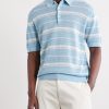 Striped Knitted Cotton Polo Shirt - FR Striped Knitted Cotton Polo Shirt - FR