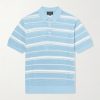 Striped Knitted Cotton Polo Shirt Striped Knitted Cotton Polo Shirt