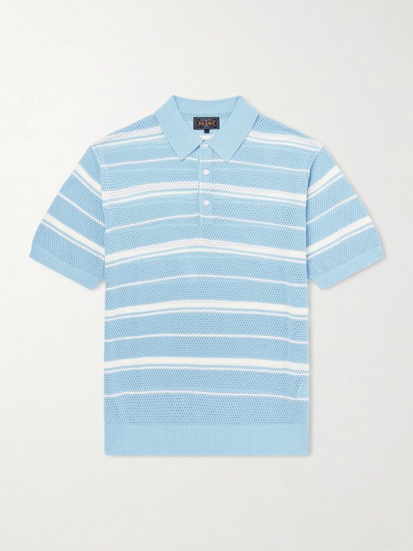 Striped Knitted Cotton Polo Shirt Striped Knitted Cotton Polo Shirt