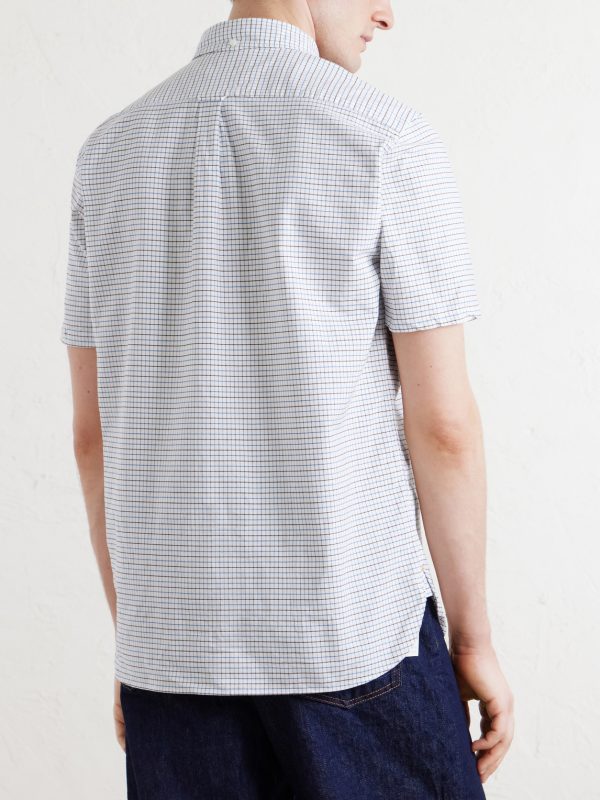 Button-Down Collar Checked Cotton Shirt - BK
