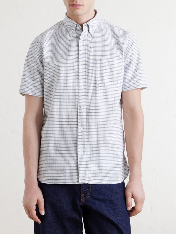 Button-Down Collar Checked Cotton Shirt - FR