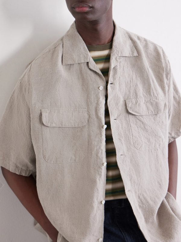 Convertible-Collar Linen Shirt - CU Convertible-Collar Linen Shirt - CU