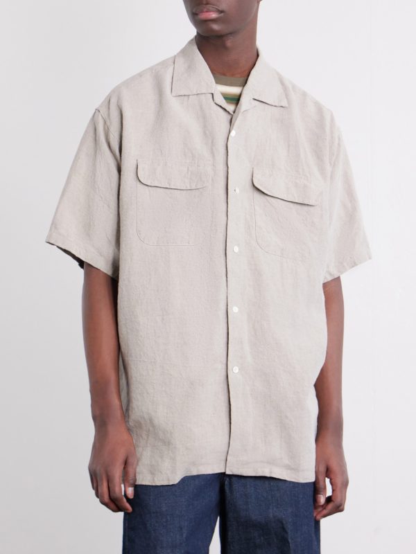 Convertible-Collar Linen Shirt - FR Convertible-Collar Linen Shirt - FR