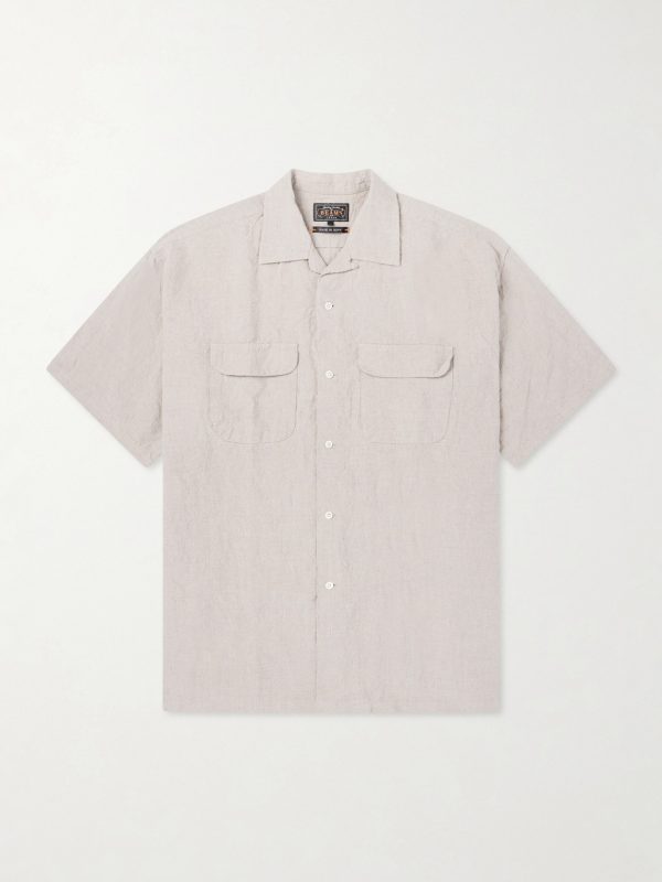 Convertible-Collar Linen Shirt Convertible-Collar Linen Shirt