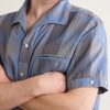 Italian Collar Checked Cotton Shirt - CU Italian Collar Checked Cotton Shirt - CU