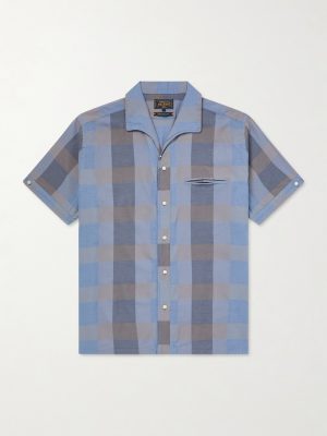 Italian Collar Checked Cotton Shirt Italian Collar Checked Cotton Shirt