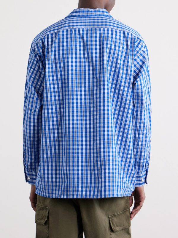 Camp-Collar Checked Cotton Shirt - BK Camp-Collar Checked Cotton Shirt - BK