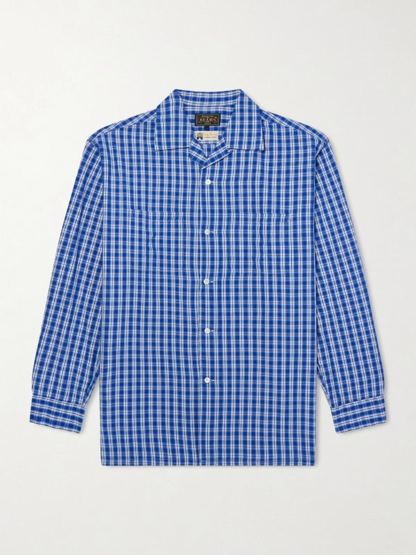 Camp-Collar Checked Cotton Shirt Camp-Collar Checked Cotton Shirt