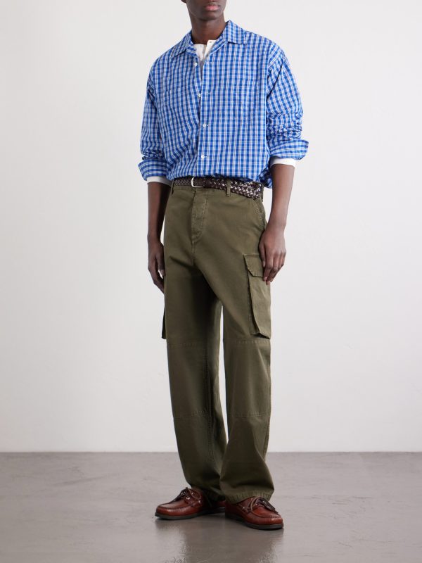 Camp-Collar Checked Cotton Shirt - OU Camp-Collar Checked Cotton Shirt - OU