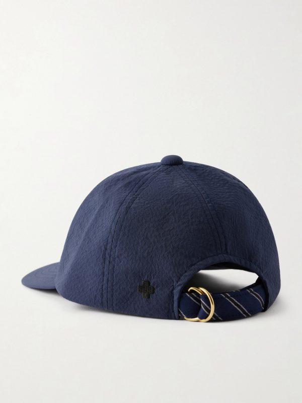 6 Panel Regimental Strap Seersucker Baseball Cap - BK 6 Panel Regimental Strap Seersucker Baseball Cap - BK