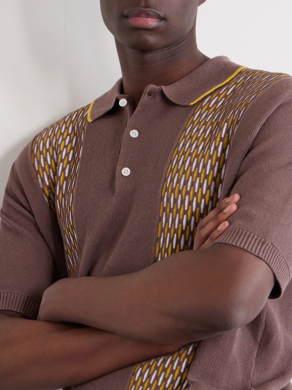 Jacquard-Knit Ramie and Cotton-Blend Polo Shirt - CU Jacquard-Knit Ramie and Cotton-Blend Polo Shirt - CU
