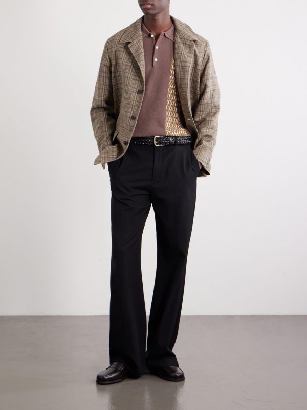 Jacquard-Knit Ramie and Cotton-Blend Polo Shirt - OU Jacquard-Knit Ramie and Cotton-Blend Polo Shirt - OU