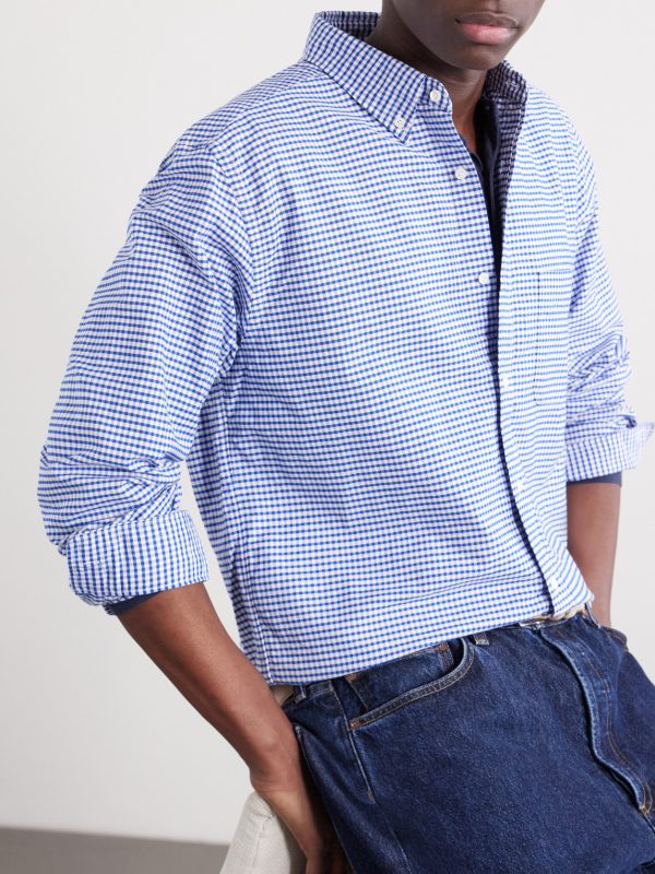 Button-Down Collar Checked Cotton Shirt - CU