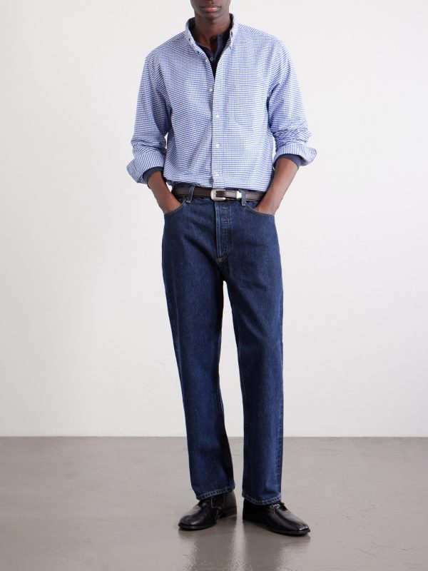 Button-Down Collar Checked Cotton Shirt - OU