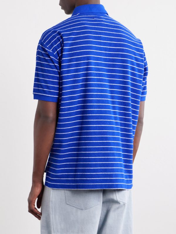 Striped Cotton-Blend Terry Polo Shirt - BK Striped Cotton-Blend Terry Polo Shirt - BK