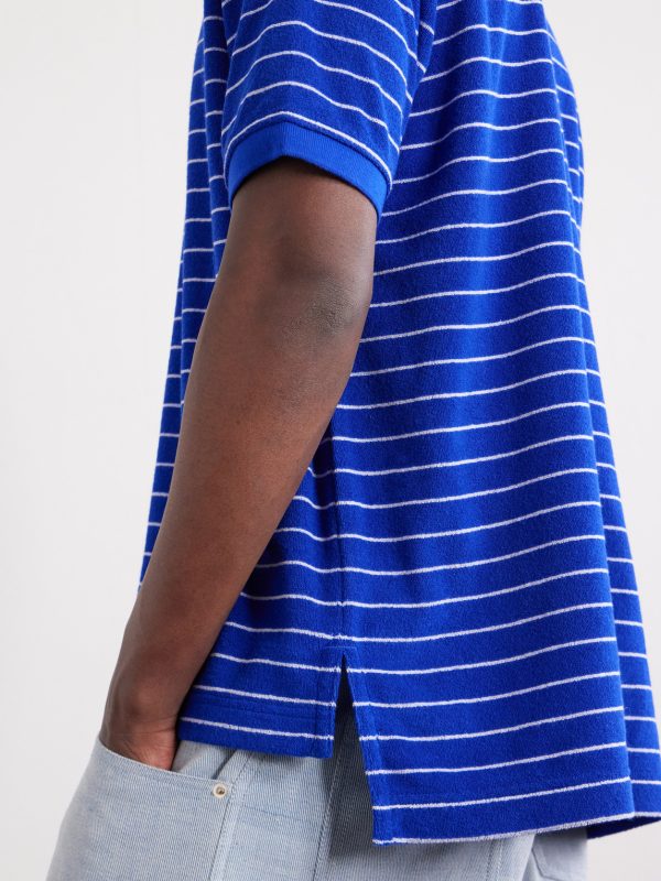 Striped Cotton-Blend Terry Polo Shirt - CU Striped Cotton-Blend Terry Polo Shirt - CU
