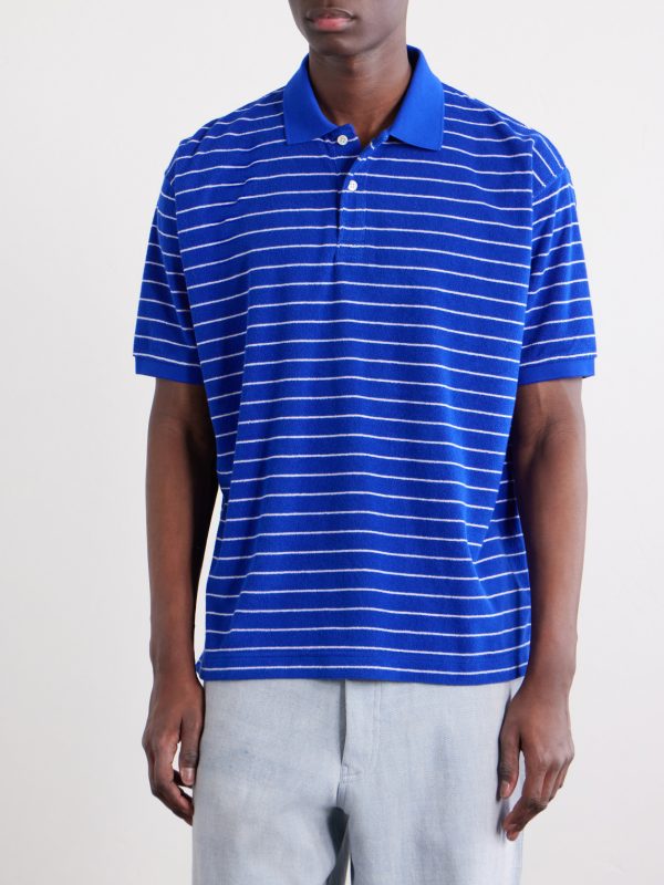 Striped Cotton-Blend Terry Polo Shirt - FR Striped Cotton-Blend Terry Polo Shirt - FR