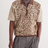 Leopard-Jacquard Cotton-Blend Half-Zip Polo Shirt - FR Leopard-Jacquard Cotton-Blend Half-Zip Polo Shirt - FR